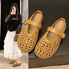 Soft Bottom Breathable Hollow Hole Shoes Fairy Style with Skirt Round Head Flat Bottom One Word Buckle Belt Mary Jane Slippers