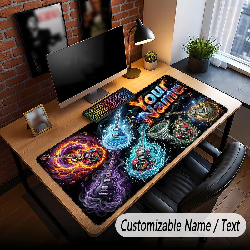 Music Guitar Theme Custom Mouse Pad Personalized With Name Text Customized Desk Mat For Office Home Decor