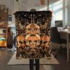 1Pc Skull Satan Print Flannel Blanket, High quality Comfortable for All Seasons, Home Decor, Warmth and Comfort, Perfect for Christmas Gifts