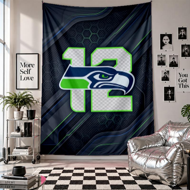 Seattle Seahawks Wall Tapestry Home Decor Wall Hanging Cloth for Bedroom Living Room Background