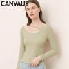 Round Neck Hollow Design Sense Solid Color Bottoming Shirt Women'S Long-Sleeved Slim Korean Style Top With Temperament