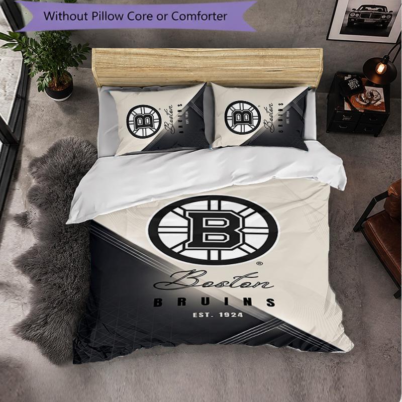 Boston Bruins Pattern Microfiber 3Pcs Bedding Set Decor Duvet Cover Set For Bedroom Home Use