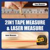 REVASRI Laser Tape Measure 2 In 1 Laser Distance Meter High-precision Intelligent Ruler Steel Measuring Tool with LCD Display