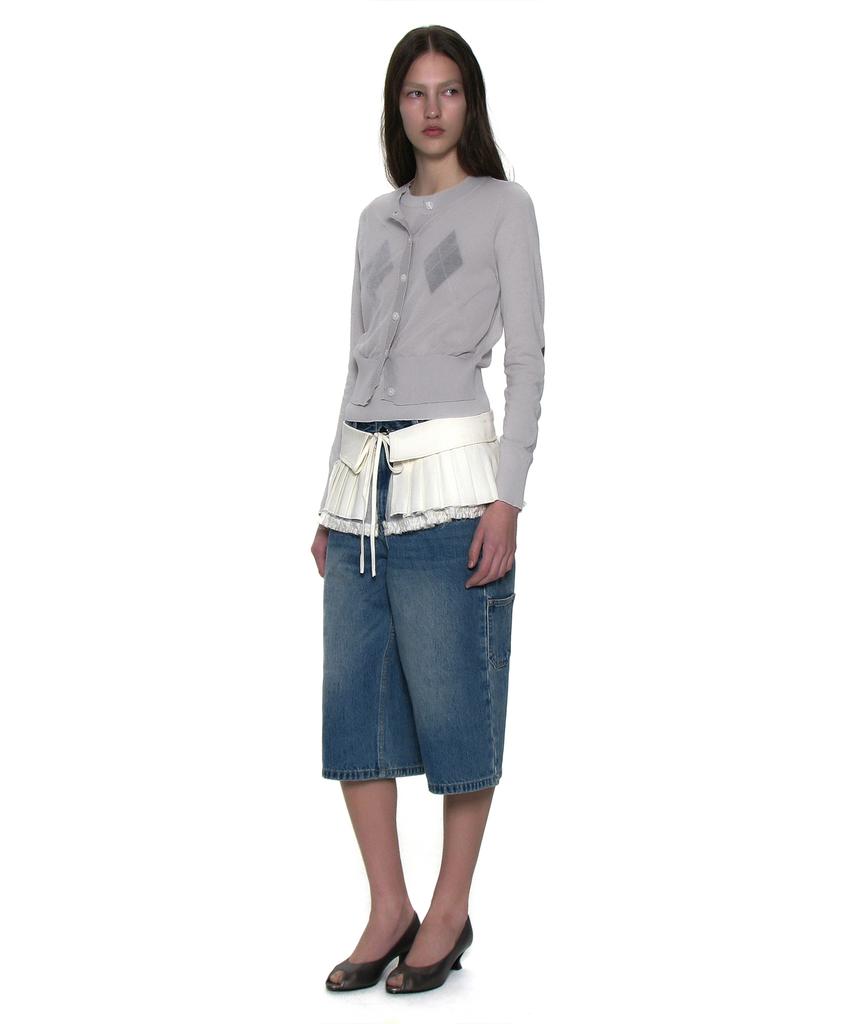 PARTIMENTO WOMEN All-In-One Layered Argyle Knit Crew Neck_Light Gray