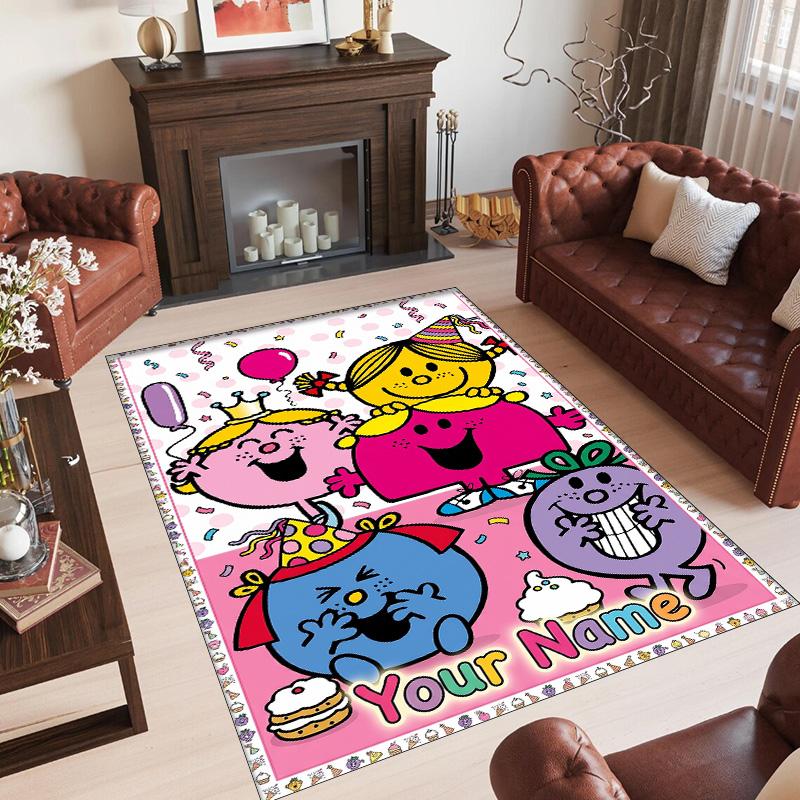 Personalized Crystal Velvet Carpet Custom Name Text,Mr. Men & Little Miss Anti Slip Area Rug For Home Decoration
