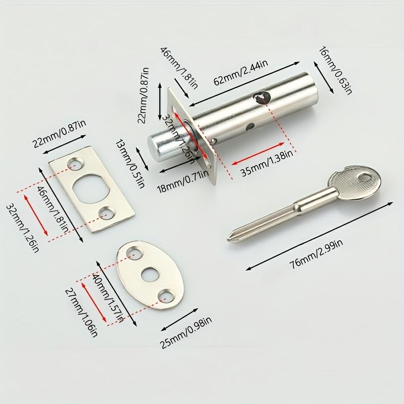 1 шт. Сверхпрочный невидимый дверной замок с ключом - Огнеупорная конструкция из металлической трубы, Прочная задвижка для безопасности для офисных и директорских дверей