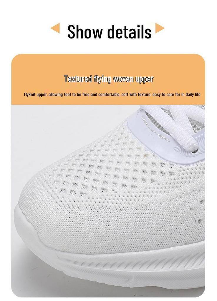 Женские осенние кроссовки Flyknit на толстой подошве, повседневные, для бега - Дышащая сетка, Большой размер, Удобные спортивные кроссовки для мамы