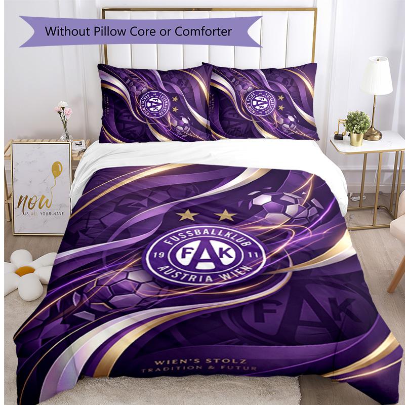 Austria Wien FC Printed 3PCS Bedding Set Breathable Duvet Cover with Pillowcases Decorative Bed Linen for Bedroom Home