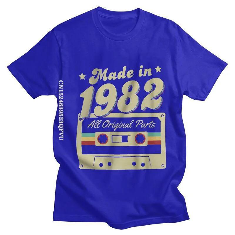Mens Graphic Print Cotton T-Shirt 1982 Born Streetwear Tee Casual Short Sleeve