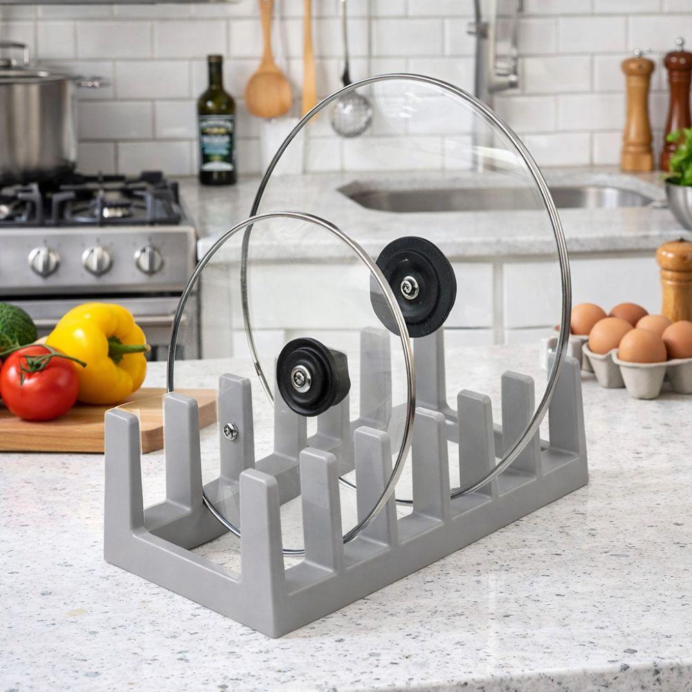 6-Tier Pot Lid Holder Draining Spoon Holder Multi-Purpose Cutting Board Rack Study Room