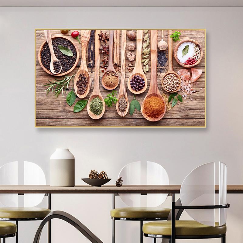 Nordic Modern Spoon Grains Spices Posters and Prints Kitchen Wall Art Canvas Painting Picture for Living Room Cuadros