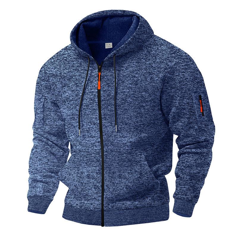 Men's Fleece-Lined Vintage Cation Workwear Hooded Zip-Up Sweatshirt with Utility Pockets
