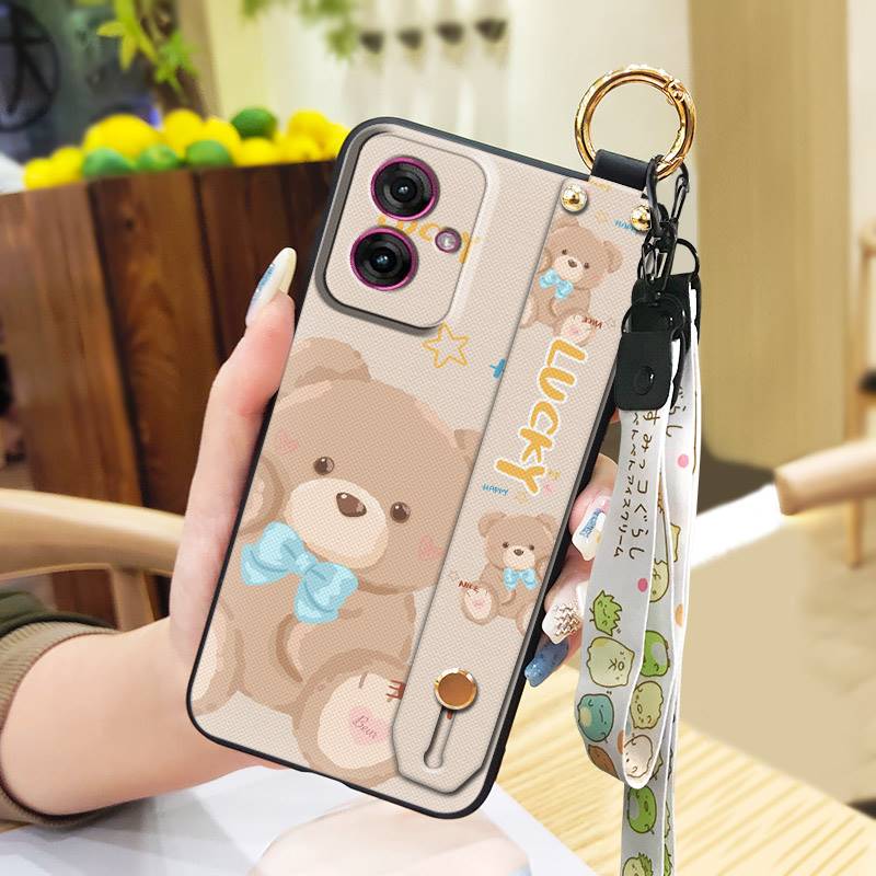Silicone Cartoon Phone Case For MOTO G55 5G Anti-dust Phone Holder Cute Anti-knock Wrist Strap Soft case Fashion Design