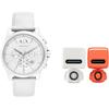Armani Exchange AE Наручные часы Кварцевый механизм Силиконовый ремешок Белый циферблат Мужские часы AX1325