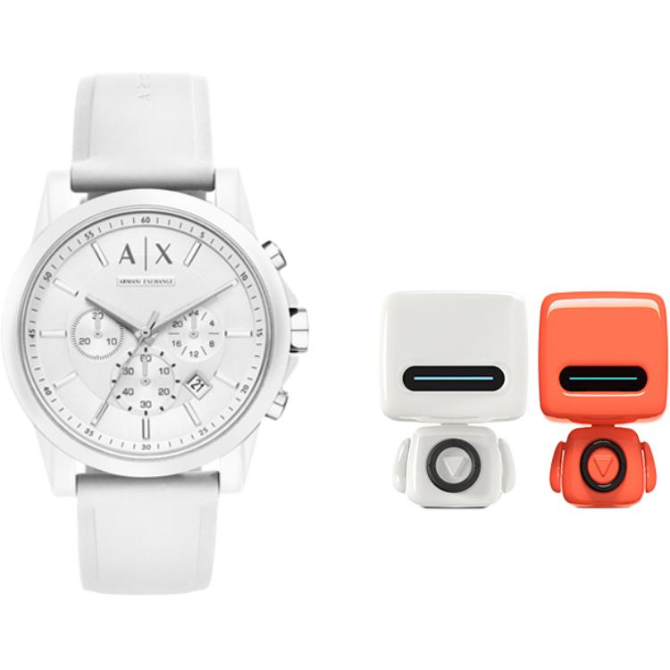 Armani Exchange AE Наручные часы Кварцевый механизм Силиконовый ремешок Белый циферблат Мужские часы AX1325