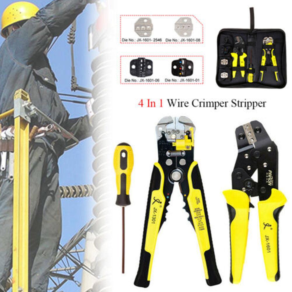 Профессиональные клещи для обжима проводов 4 в 1, клещи для обжима клемм с храповым механизмом, инструмент для зачистки концов проводов