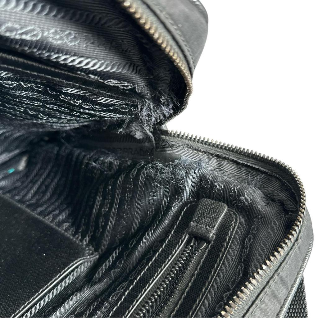 PRADA Saffiano briefcase 2VE661 Handbag black mens used