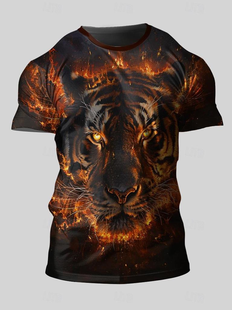 Flame Animal модная мужская футболка с 3D принтом футболка для уличного спорта уличная футболка черная рубашка с круглым вырезом летняя весенняя одежда одежда