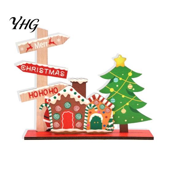 DIY Assembly Xmas Decor Wooden Christmas Ornaments, Tabletop Decoration with Santa Claus Snowman Elk Tree Designs for Home Holiday Party And