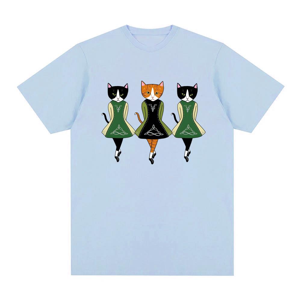 Irish Step Dancing Cats TShirt High Quality Round Neck Comfortable Tees Summer Oversized Clothes Fashion Cotton Oneck Tops