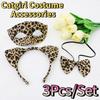 3Pcs/Set Leopard Catgirl Costume Accessories Creative Fashion Half Face Mask Halloween Decoration Sexy Masquerade Mask Christmas
