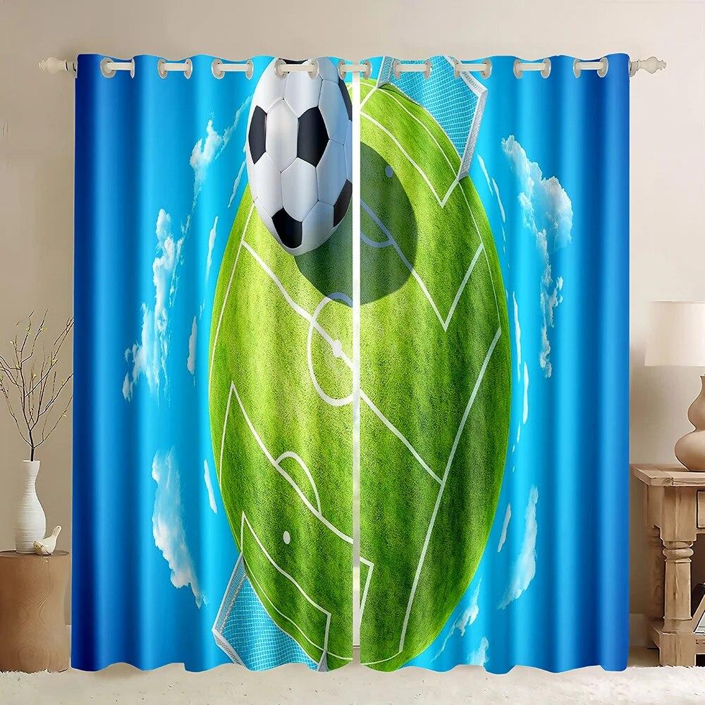 Футбольная серия, оконные шторы с узором, спортивная тема, тонкие шторы, портьеры для гостиной, спальни, детской комнаты для мальчиков, домашний декор 2023