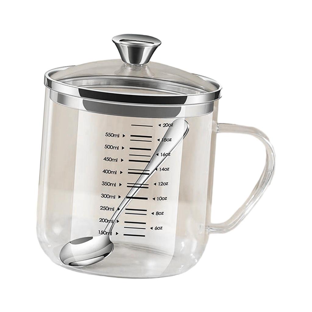 Стеклянный мерный стакан с крышкой Прочный многоцелевой стакан из боросиликатного стекла с ручкой для кухни, ресторана, стакан для молока, подарки