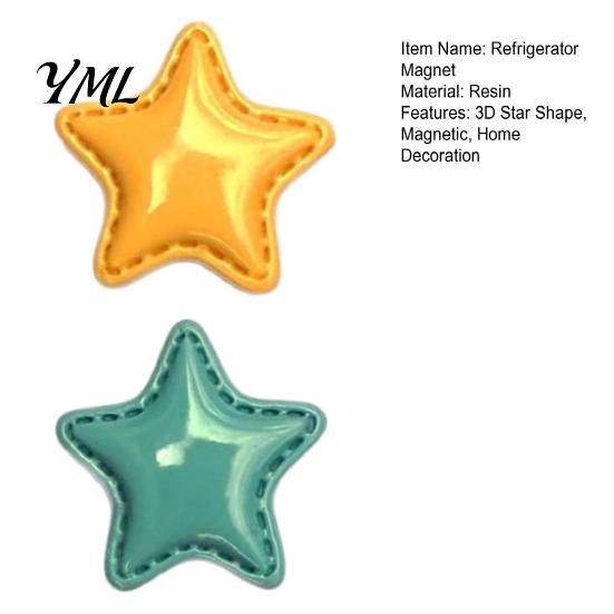 Small Star Magnets 2Pcs 3D Refrigerator Magnet, Resin Shape Fridge Shaped Decorations Magnetic Decoration for Kitchen Office Whiteboard Cabinet