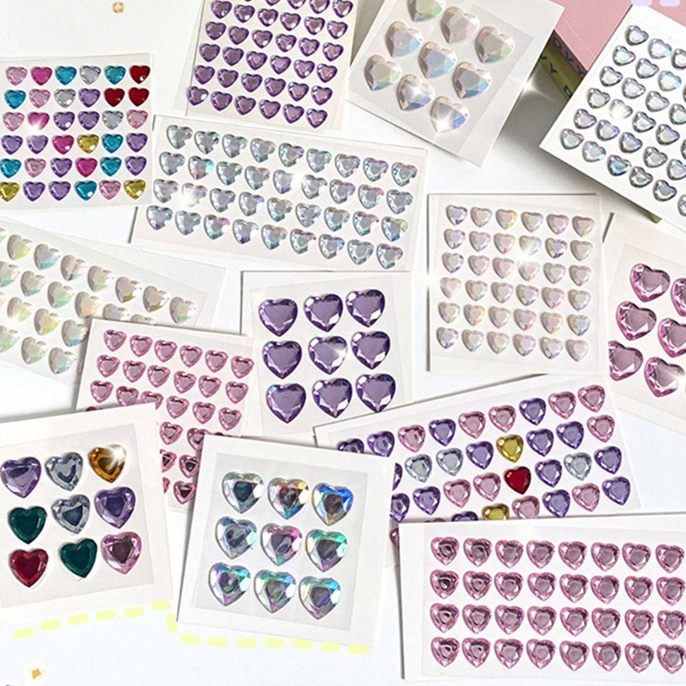 Love Heart Rhinestone 3D Crystal Sticker DIY Children Toys Bling Decorative Sticker