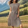 Summer Women's Dress Round Neck Elegant Fashion Printed Pleated Dresses