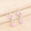 Natural Rose Chalcedony Sterling Silver Ethnic New Dangle Drop Art Deco Earrings EE-142-15