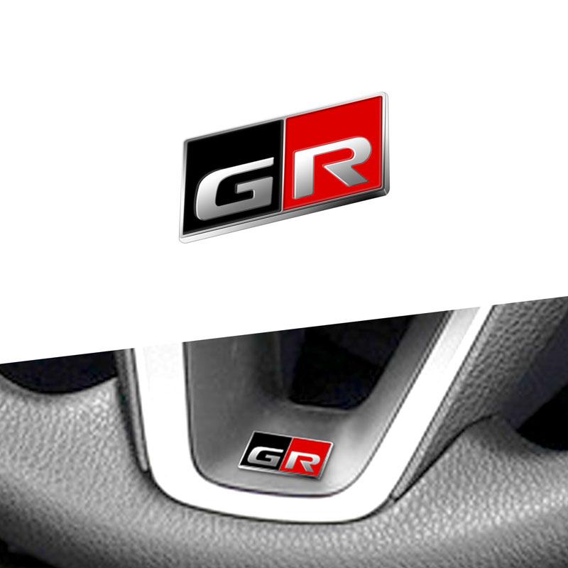 Metal Alloy GR Sport Logo Car Steering Wheel Badge Interior Sticker Decoration Emblem For RAV4 Yaris Camry Corolla Vios
