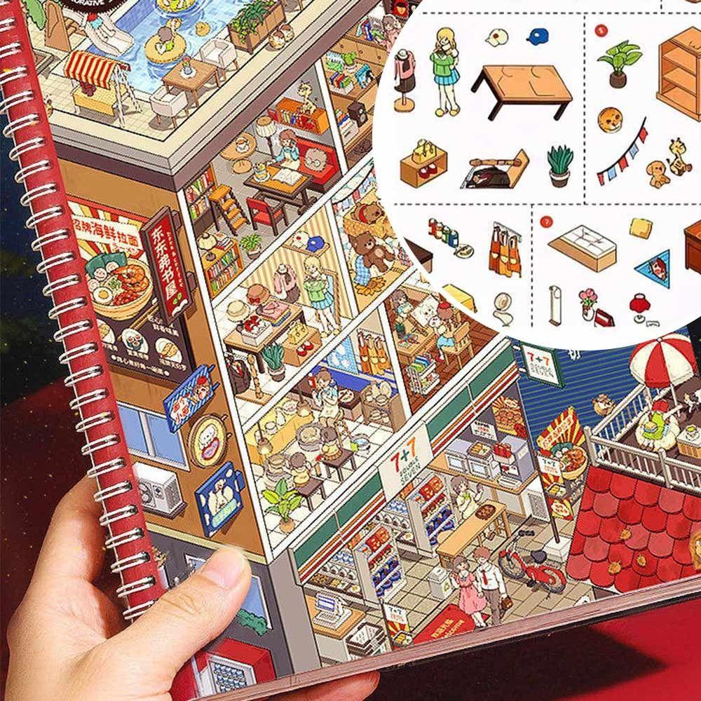 Kawaii Design 3D Scenery Stickers Special Economic Zone Stacking Sticker Book Festival Gift