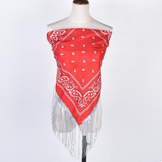 Sequins Scarf Exquisite Pattern Tassel Design Non-Fading Washable Quick Dry Decorative Polyester Women Beautiful Fringed Bandana Headscarf for Party