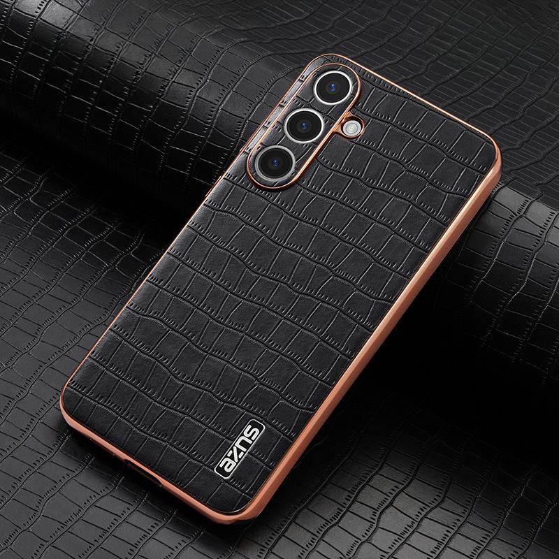 Подходит для чехла для телефона Samsung S25ultra, чехол-книжка с тиснением под крокодила для Galaxy, полное покрытие, гальванизированный S24, противоударный 23ultra, кожаный чехол