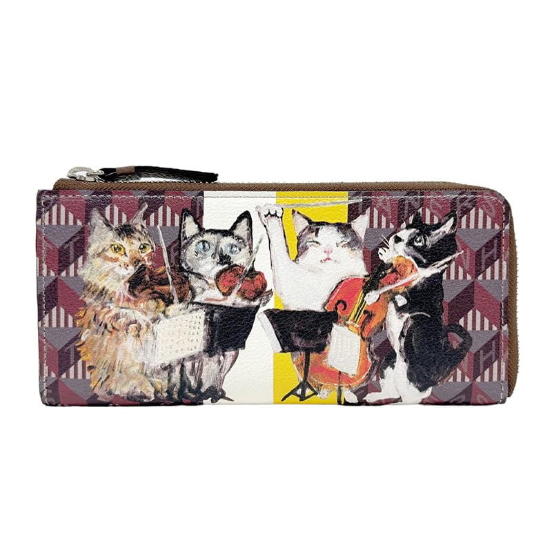 Тонкий L-образный длинный кошелек на молнии Monogram Purse 75-1822 Темно-коричневый