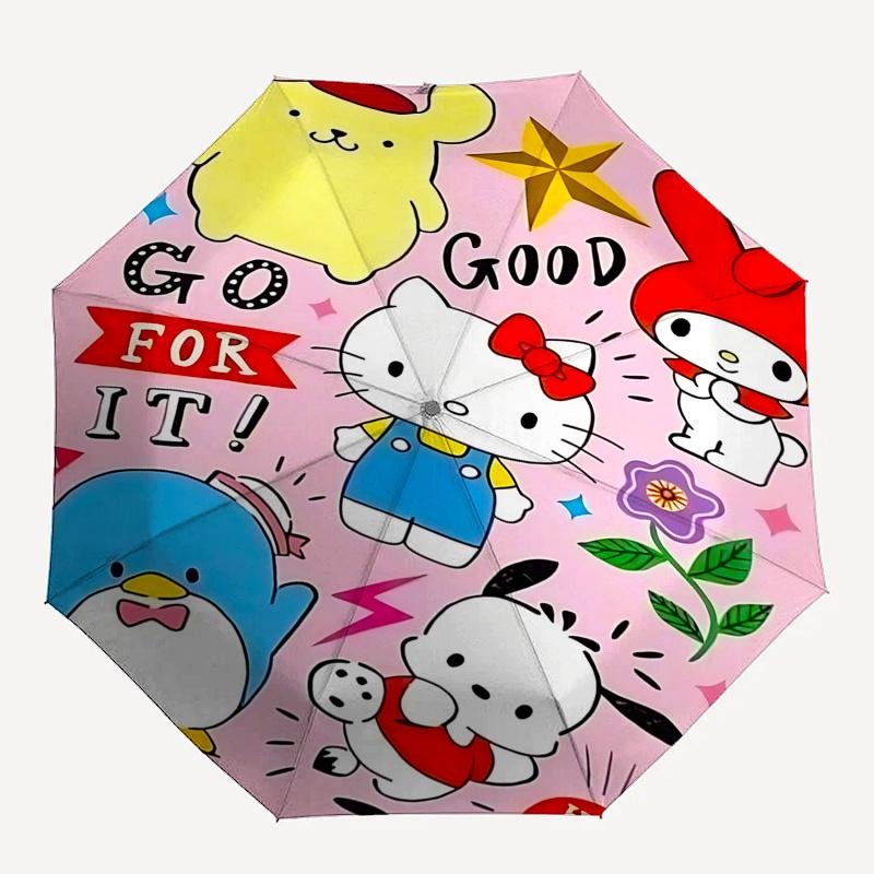 1pc Hello Kitty & Friends Automatic Opening Folding Umbrella with 8-Rib Iron Frame - Portable for Outdoor Use, Festive Gift, Travel, Daily Use, Suitab