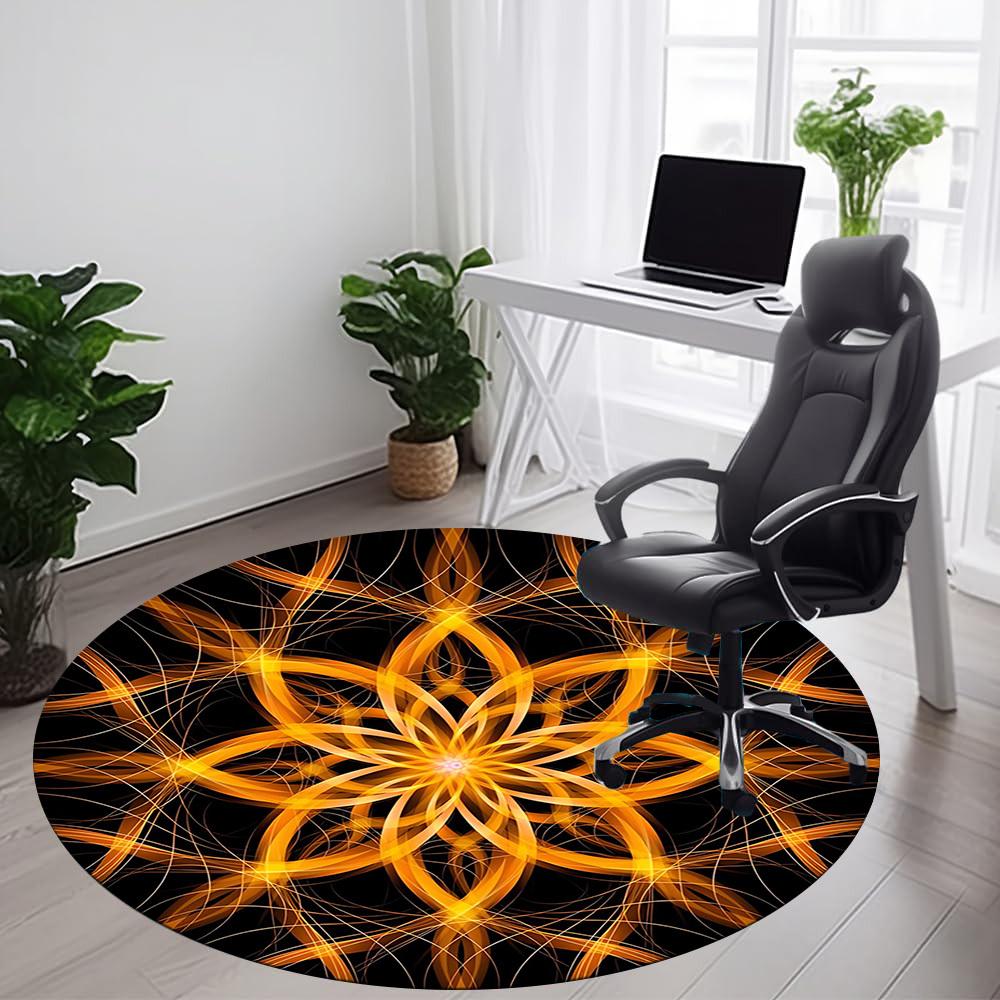 1PCFloral Mandala Office Round Area Rug, Mat Suitable For Office, Under Office Chairs Bedroom Living Room Home Decor, Room Deco
