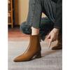 High Heel Pointed Short Boots Women's Single Boots New Thick Heel Thin Boots Rear Zipper Mid Tube Fashion Boots