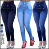 New Womens High Waist Jeans Stretch Pencil Denim Pants Solid Color Slim Skinny Jeans