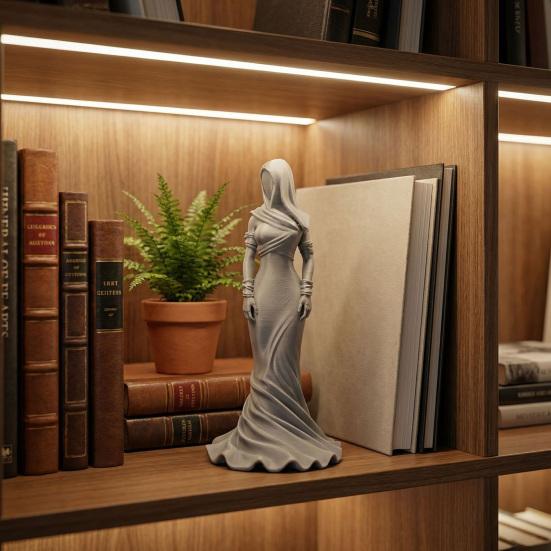 Винтажная статуэтка женщины с капюшоном-накидкой, 3D-печатная статуя безликой дамы в платье-рыбий хвост, украшение для дома и офиса