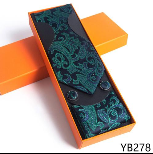 Мужской галстук с квадратной манжетой, подарочный набор в деловой повседневной оранжевой подарочной коробке