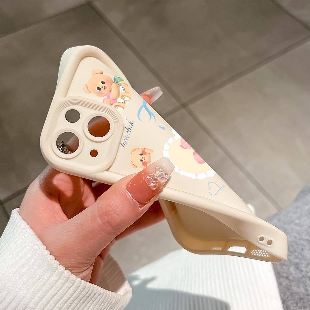 For Realme 11 11x 12x 12 Pro C21 C30 C33 C35 C65 OPPO A18 A38 A60 A96 Reno 10 11 12 Pro Cartoon Flower Bear Pattern Soft Silicone Phone Case