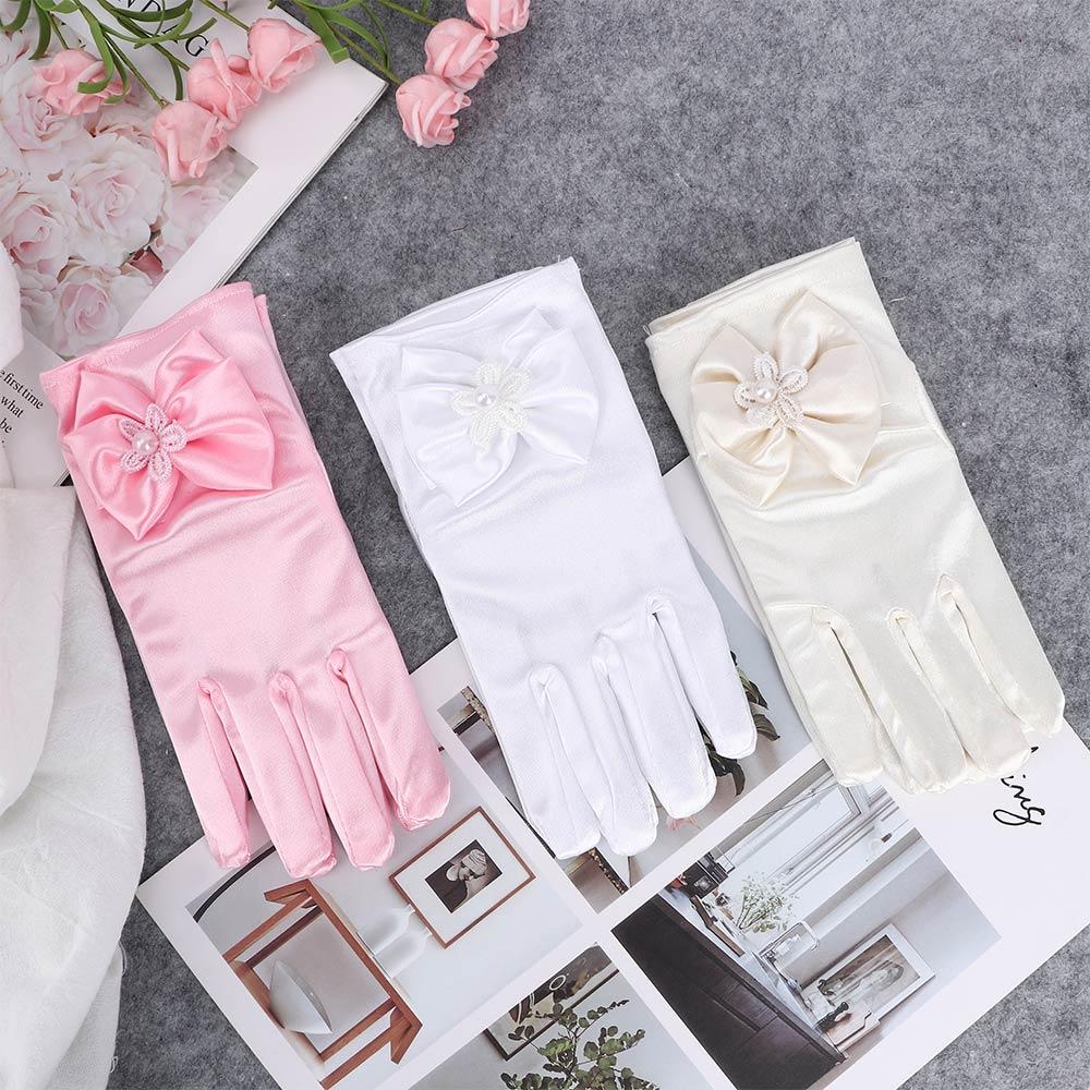 1pair Short Gloves Wedding Bowknot Gloves Princess Gloves Brief Paragraph Lady Gloves Dress Gloves