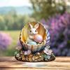 Easter Bunny Figurines Animal Ornament Rabbit Model Garden Statues for Living Room Lawn