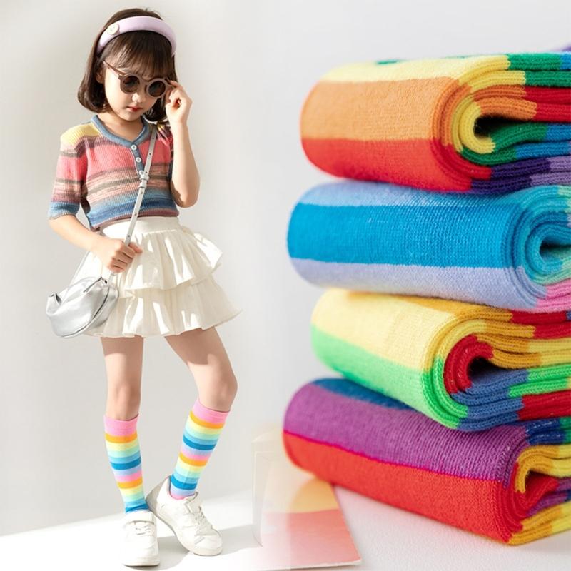 Children's Fashionable Socks Knee High Socks Combed Cotton Multifunction In Tube Socks for School and Parties Show