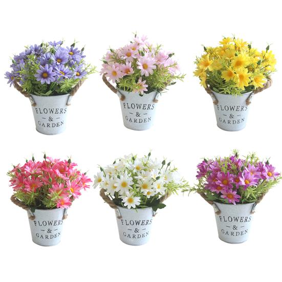 1шт искусственный цветок ромашка металлический горшок бонсай этап сад свадьба декор