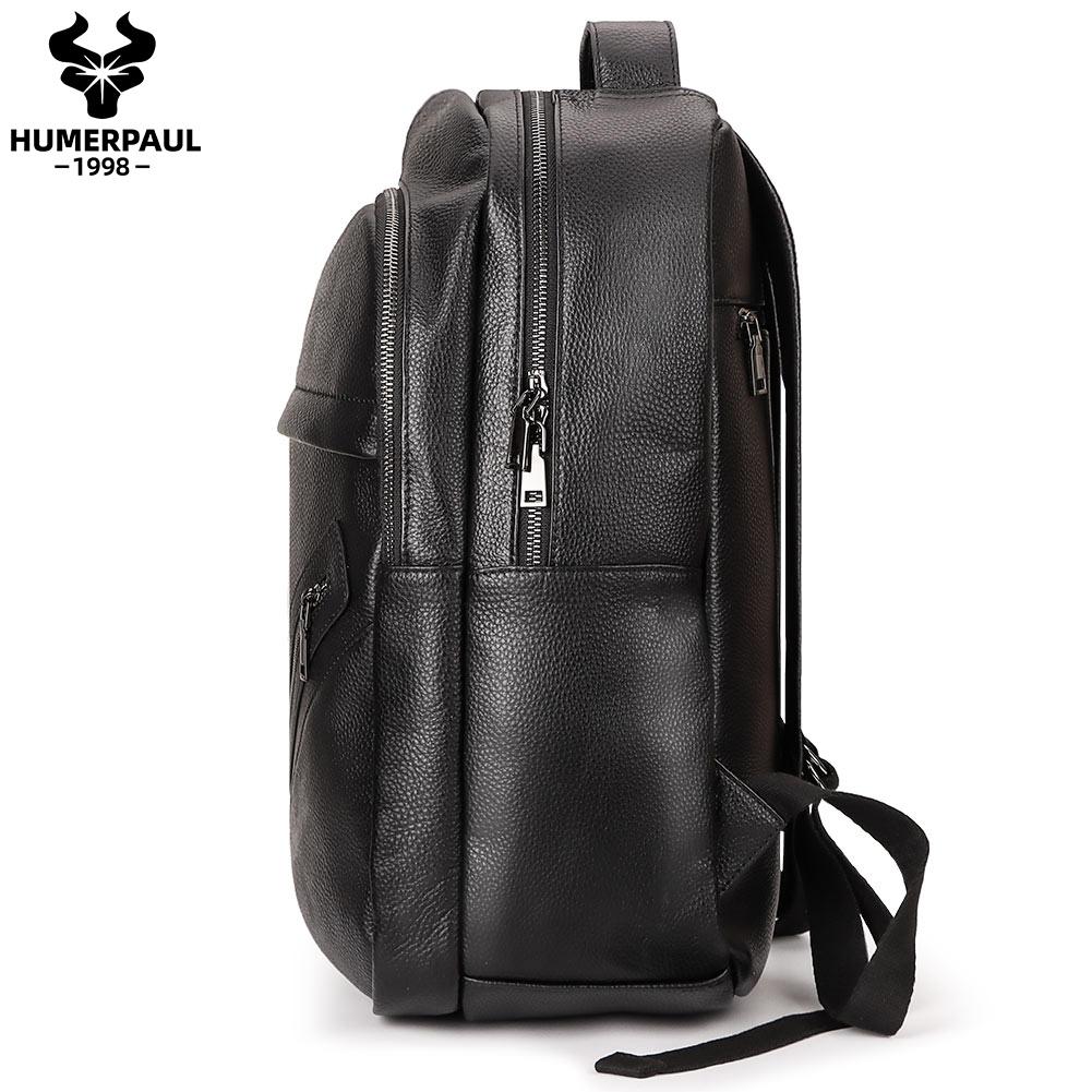 Humerpaul Высококачественный рюкзак из натуральной кожи, многофункциональная сумка для компьютера большой емкости, модная спортивная сумка