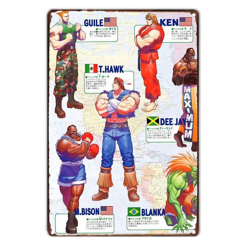 Аниме The King Of Fighters Винтажная Металлическая Табличка, Постер Настенного Искусства, Файтинги, Ретро Табличка для Бара, Клуба, Мужской Пещеры, Домашний Декор Стен