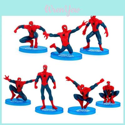 7 шт. Мини-фигурки Человека-паука Marvel, ПВХ, Миниатюры, Декор для рабочего стола, Торта, Топпер